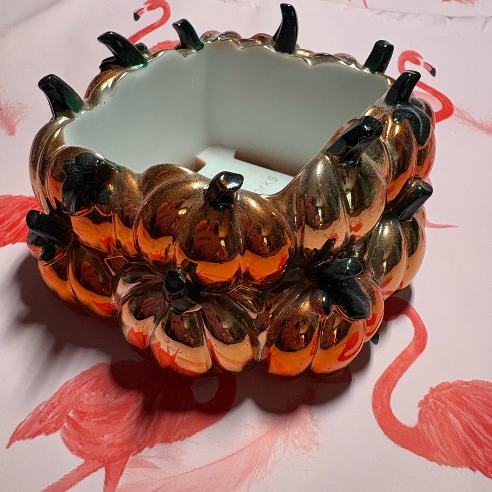 Bath and Body Works Gold Pumpkin Ceramic foam soap holder